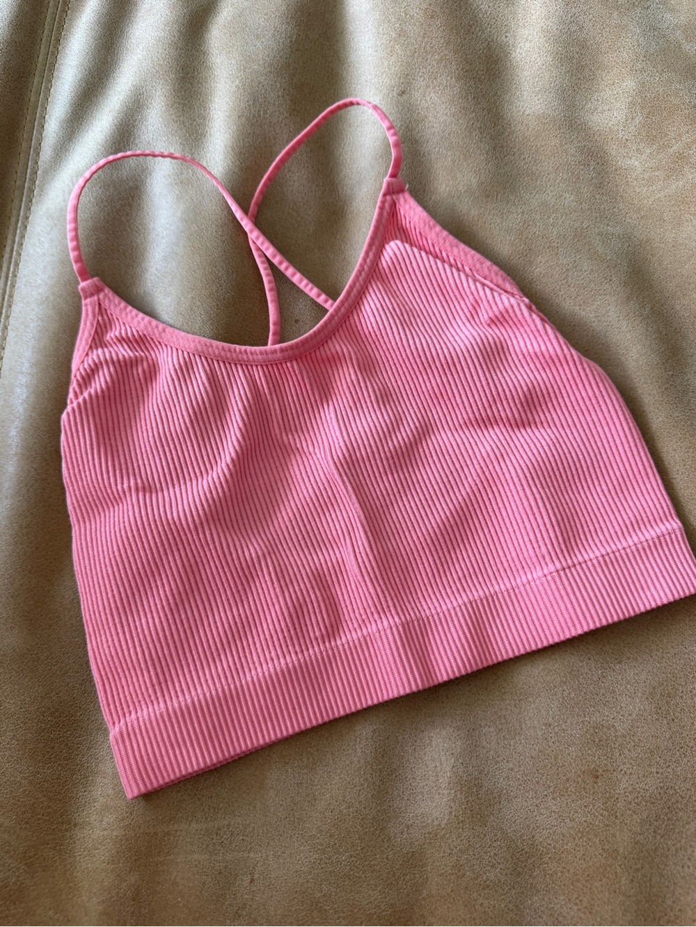 Colsie Coral Ribbed Crossback Bralette